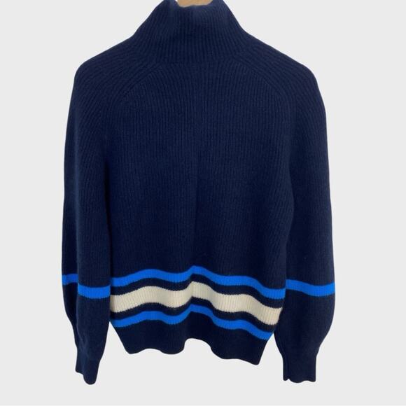 Loro Piana Navy Blue Stripe Baby Cashmere Pullover Sweater Size 38 - Picture 2 of 7